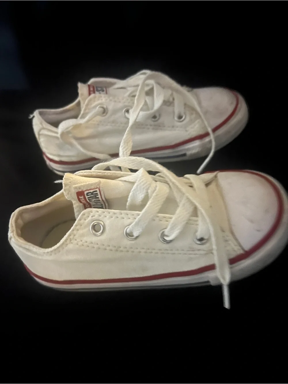 Converse Kids (size 9) White Chucks Red Trim